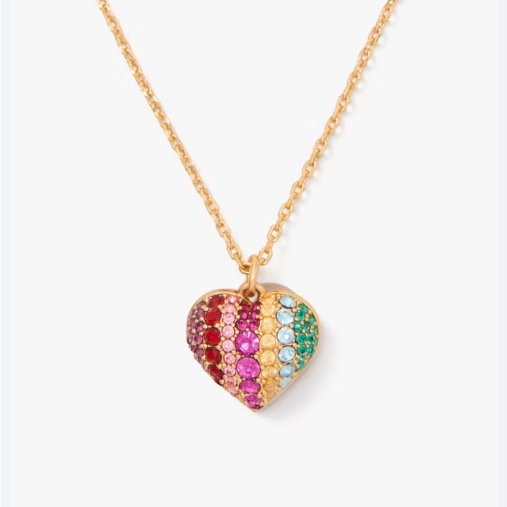 Kate Spade On‎ The Dot Mini Rainbow Collection Heart Pendant Necklace NWT